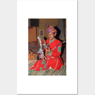 Musician at the Chocki Dani Village in Rajasthan, India Posters and Art